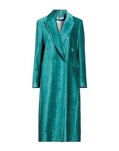 Shop Kaos Woman Coat Turquoise Size 4 Cotton, Viscose In Blue