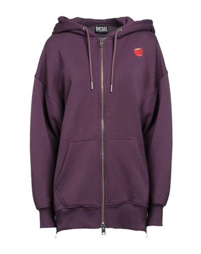 Shop Diesel Woman Sweatshirt Purple Size S Polyester, Cotton, Elastane