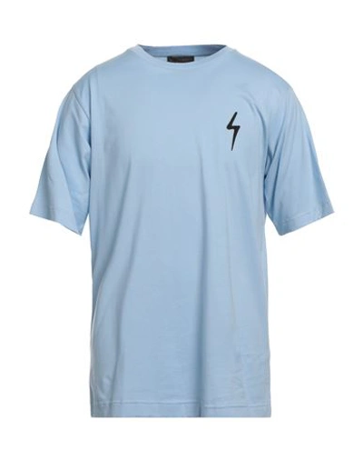Shop Giuseppe Zanotti Man T-shirt Sky Blue Size S Cotton