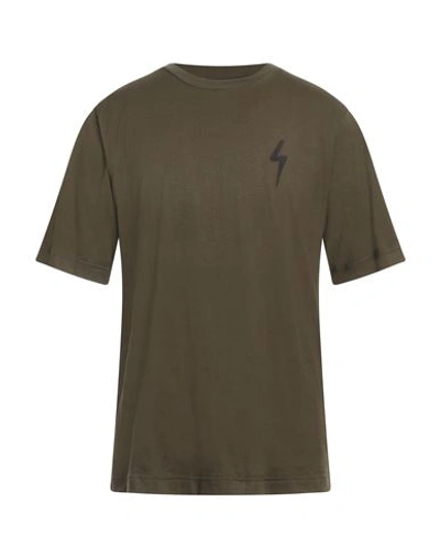 Shop Giuseppe Zanotti Man T-shirt Military Green Size Xl Cotton