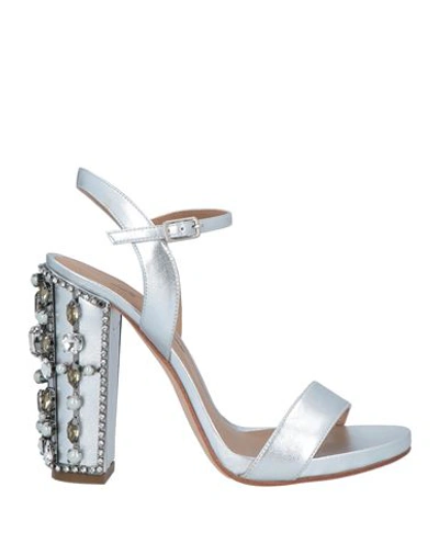 Shop Le Capresi Woman Sandals Silver Size 11 Soft Leather