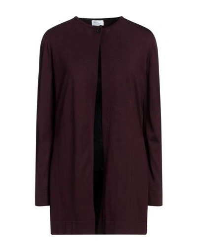 Shop Ferragamo Woman Cardigan Deep Purple Size Xl Silk, Cotton
