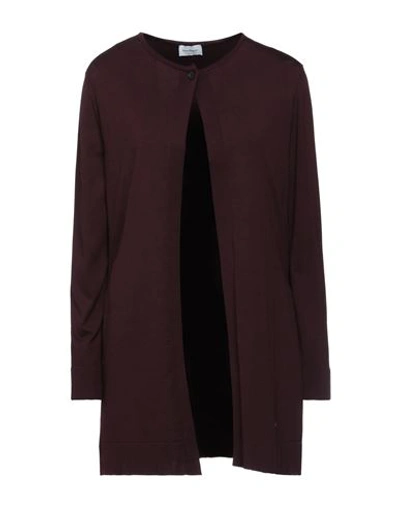 Shop Ferragamo Woman Cardigan Deep Purple Size L Silk, Cotton