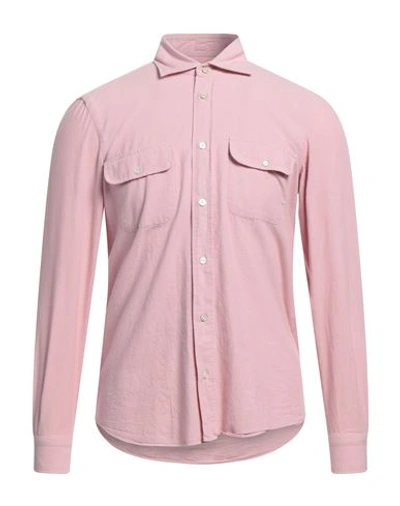 Shop Finamore 1925 Man Shirt Pink Size M Cotton