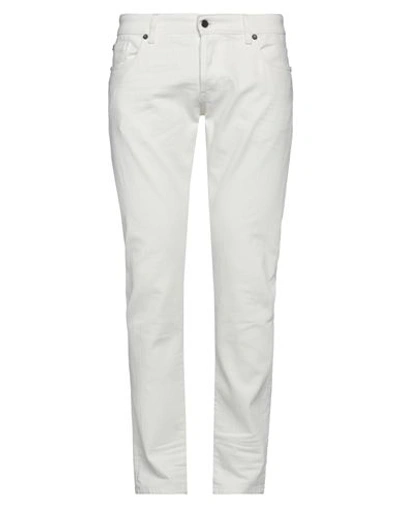 Shop Messagerie Man Jeans White Size 36 Cotton, Elastane