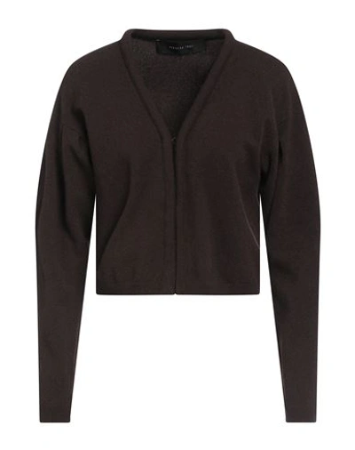 Federica Tosi Woman Cardigan Dark Brown Size 0 Wool, Cashmere, Polyamide In Brown