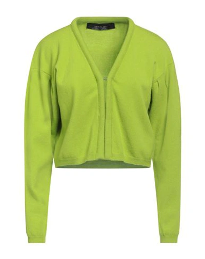 Federica Tosi Woman Cardigan Lime Green Size 6 Wool, Cashmere, Polyamide In Green