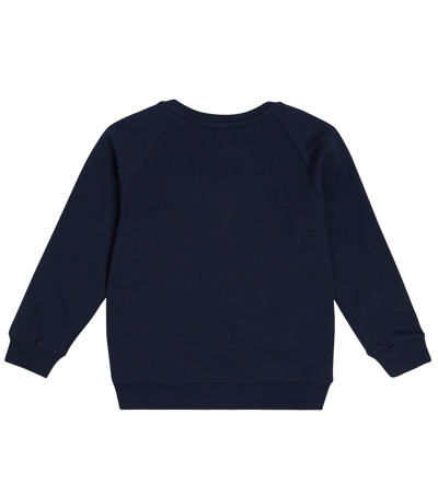 Shop Balmain Logo Cotton Sweatshirt In Blue