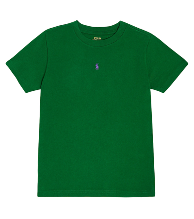 Shop Polo Ralph Lauren Embroidered Cotton Jersey T-shirt In Green