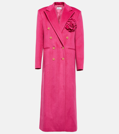 Giuseppe Di Morabito Floral-appliqué Double-breasted Coat In Pink