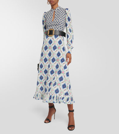 Shop Etro Printed Midi Dress In Multicoloured