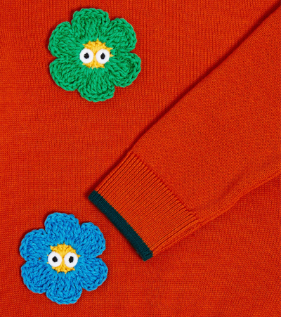 Stella Mccartney Baby Floral-appliqué Cotton Sweater In Red