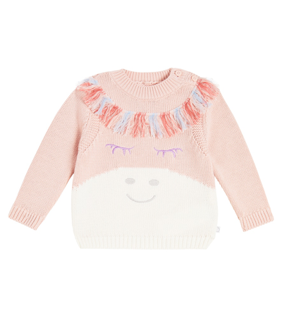 Shop Stella Mccartney Baby Fringed Cotton Sweater In Pink