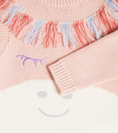 Shop Stella Mccartney Baby Fringed Cotton Sweater In Pink