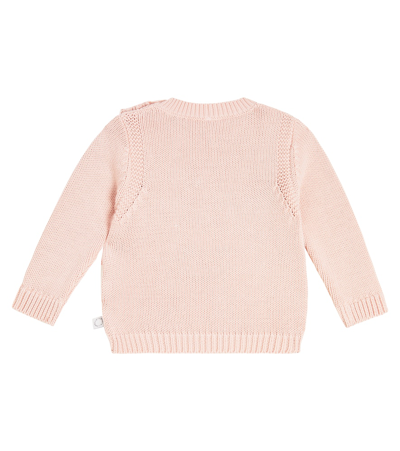 Shop Stella Mccartney Baby Fringed Cotton Sweater In Pink