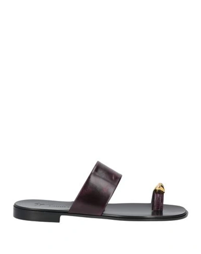 Shop Giuseppe Zanotti Man Thong Sandal Deep Purple Size 8 Soft Leather