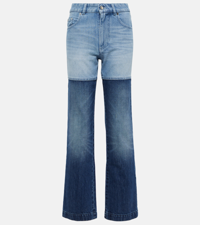 Shop Peter Do Patchwork High-rise Straight Jeans In Blue