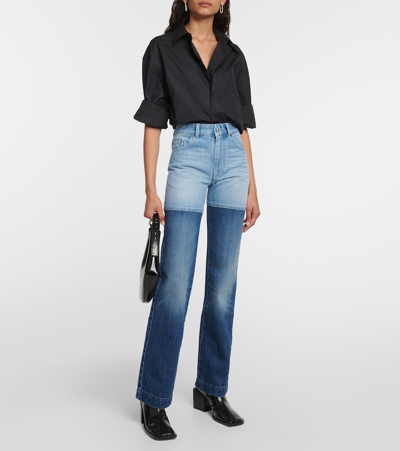 Peter Do Patchwork High-rise Straight Jeans In Blue