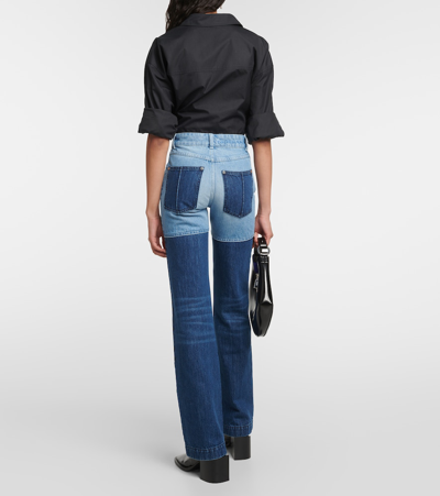 Shop Peter Do Patchwork High-rise Straight Jeans In Blue