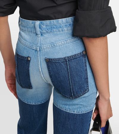 Peter Do Patchwork High-rise Straight Jeans In Blue