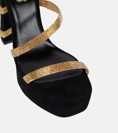 René Caovilla Women's 130mm Suede Ankle-wrap Platform Sandals In Black