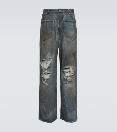 Shop Balenciaga Distressed Jeans In Blau