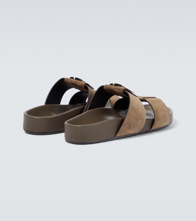 Christian Louboutin Mens Sierra Dhabubizz Logo-embossed Leather Sandals In Brown