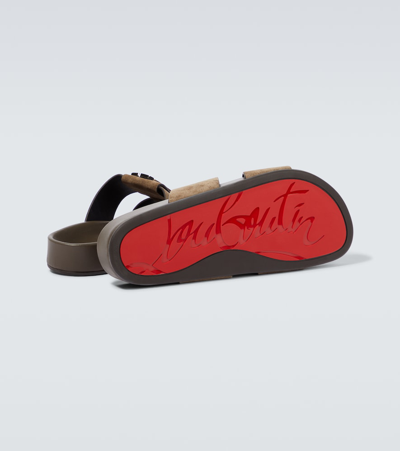 Shop Christian Louboutin Dhabubizz Suede Sandals In Brown
