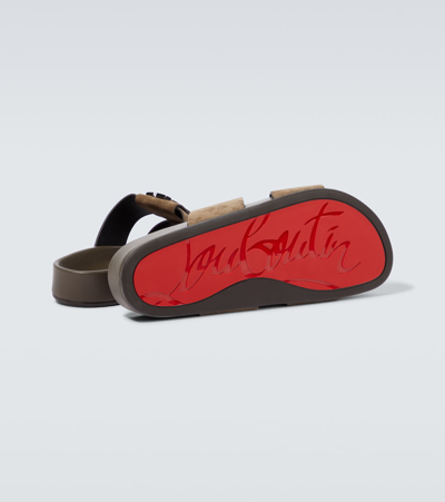 Christian Louboutin Mens Sierra Dhabubizz Logo-embossed Leather Sandals In Brown
