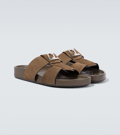 Christian Louboutin Mens Sierra Dhabubizz Logo-embossed Leather Sandals In Brown