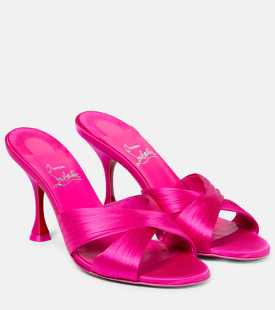 Shop Christian Louboutin Nicol Is Back 85 Satin Mules In Pink