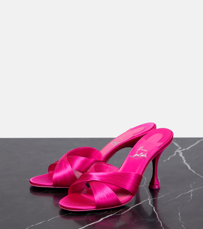 Shop Christian Louboutin Nicol Is Back 85 Satin Mules In Pink