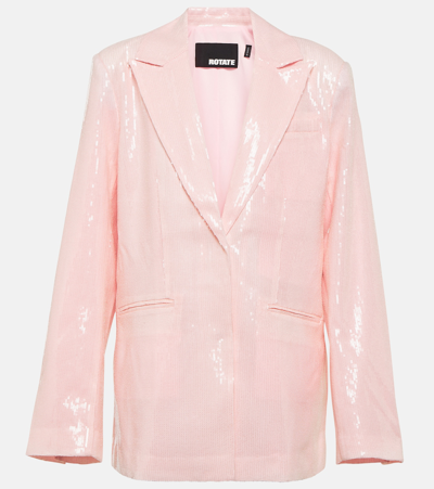 Shop Rotate Birger Christensen Sequined Oversized Blazer In Pink