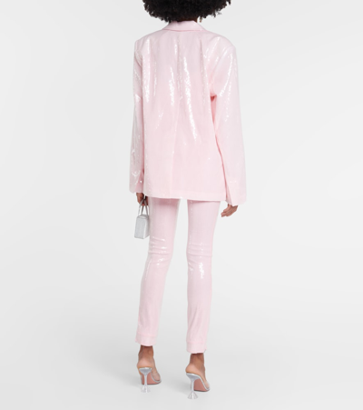 Shop Rotate Birger Christensen Sequined Oversized Blazer In Pink