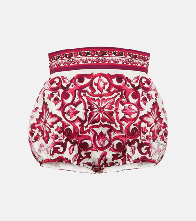 Shop Dolce & Gabbana Majolica Cotton Shorts In White