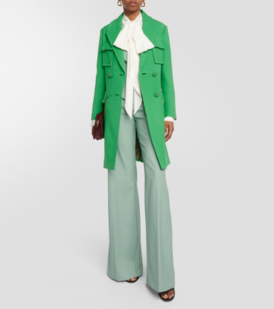 Etro Checked Mid-rise Wide-leg Pants In Green