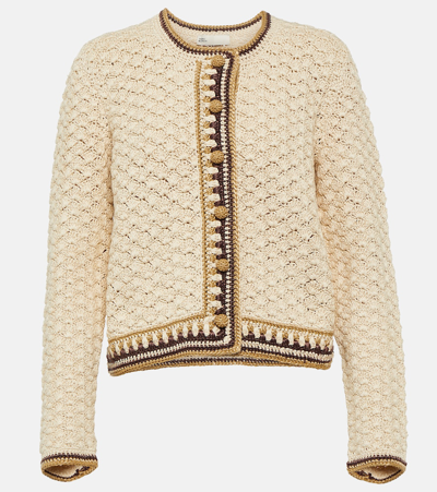 Shop Tory Burch Cotton-blend Cardigan In White