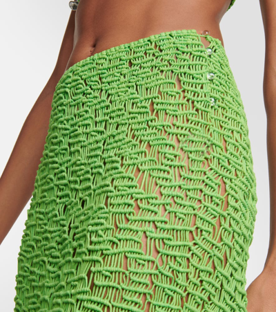 Roberta Einer Element Fringed Cotton Midi Skirt In Green