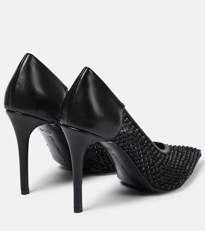 Shop Stella Mccartney Iconic Embellished Mesh And Faux Leather Pumps In Black