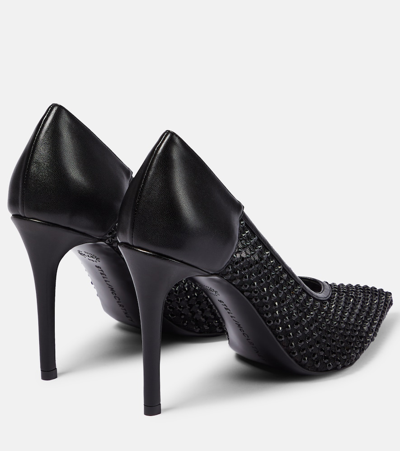 Stella Mccartney Iconic Embellished Mesh And Faux Leather Pumps In Black