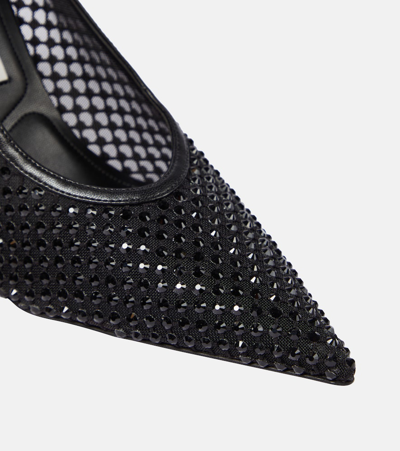 Shop Stella Mccartney Iconic Embellished Mesh And Faux Leather Pumps In Black