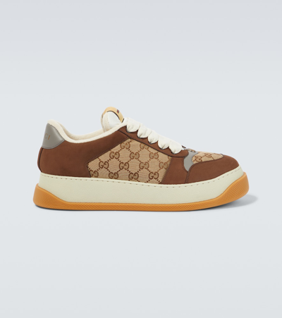 Shop Gucci Screener Gg Sneaker In Brown