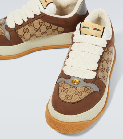 Shop Gucci Screener Gg Sneaker In Brown