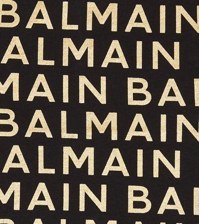 Balmain Black & Metallic Gold Cotton Baby T-shirt In Gold