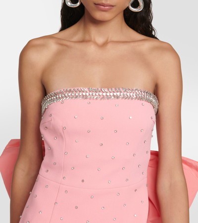 Shop Rebecca Vallance Brittany Bow Embellished Midi Dress In Pink