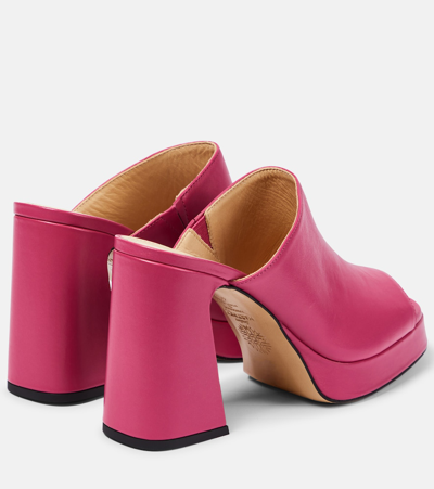 Souliers Martinez Alba 90 Platform Leather Mules In Pink