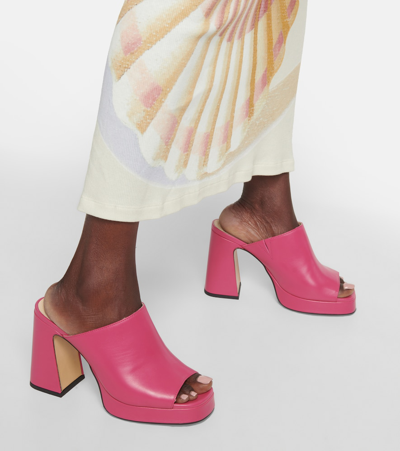 Shop Souliers Martinez Alba 90 Platform Leather Mules In Pink