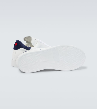 Shop Kiton Stitched Leather Sneakers In White
