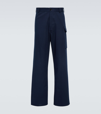 Shop Marni Cotton Cargo Pants In Blue