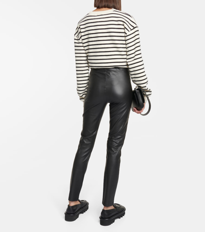 Shop Max Mara Leisure Zefir Faux Leather Slim Pants In Black